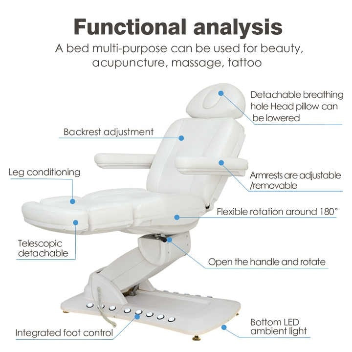 Hot Sale 3/4 Motors Electric Treatment Bed with Foot Control