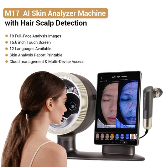 Newest Desktop M17 AI Skin Analyzer Facial Analysis Machine with Hair Scalp Handheld Detector