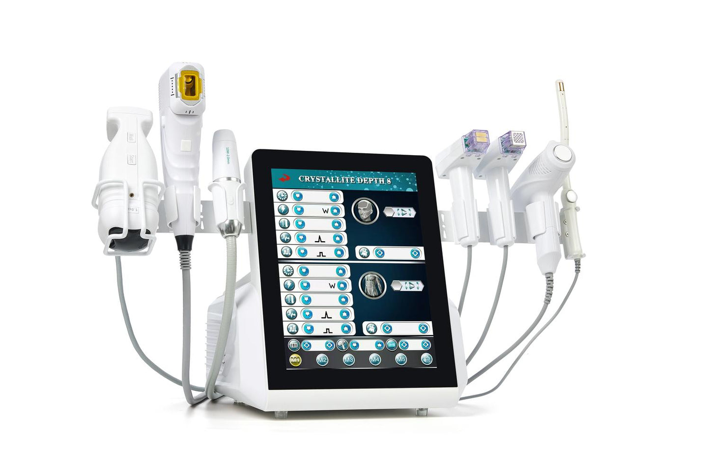 Multifunctional FRZHIFU EMRF M8 HIFU 7-in-1 (VMax + Multi-HIFU + Morphs8 + Liposuction Slimming + Ice Hammer + Vaginal Rejuvenation x2)