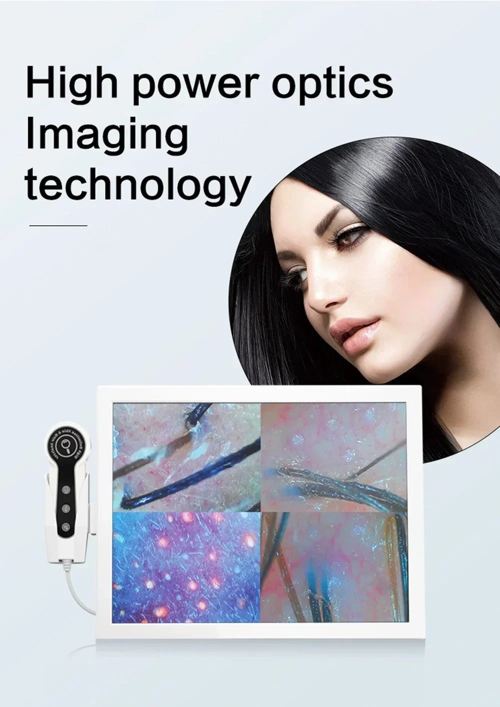 HD Digital Skin Analyzer Professional Hair Scalp Camera Detector Hair Follicle Oil Moisture Test Device 15inch Skin Tester