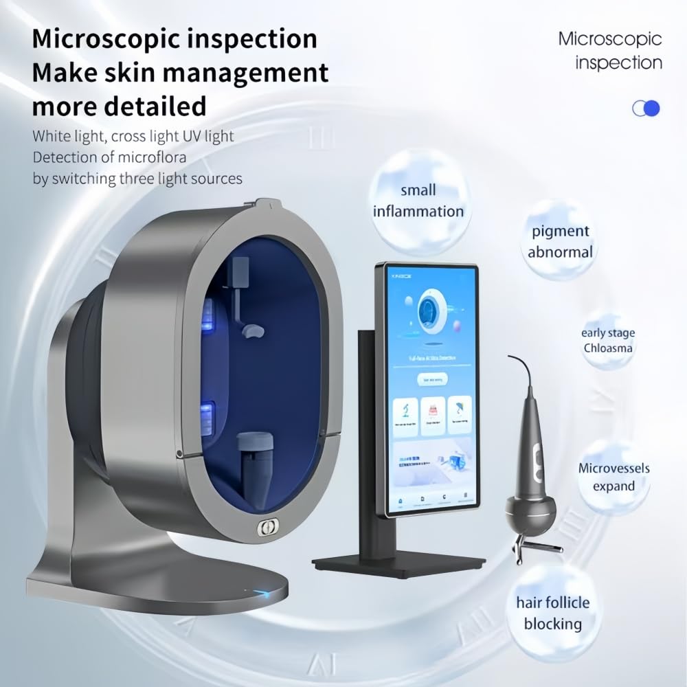 AI Skin Analyzer Device for Face & Scalp – Multi-Light Detection for Acne, Aging, Pigmentation, Sensitivity, UV & Microflora Analysis, Sleep & Weight Reports, Gray, Home & Professional Use (Grey) image 4