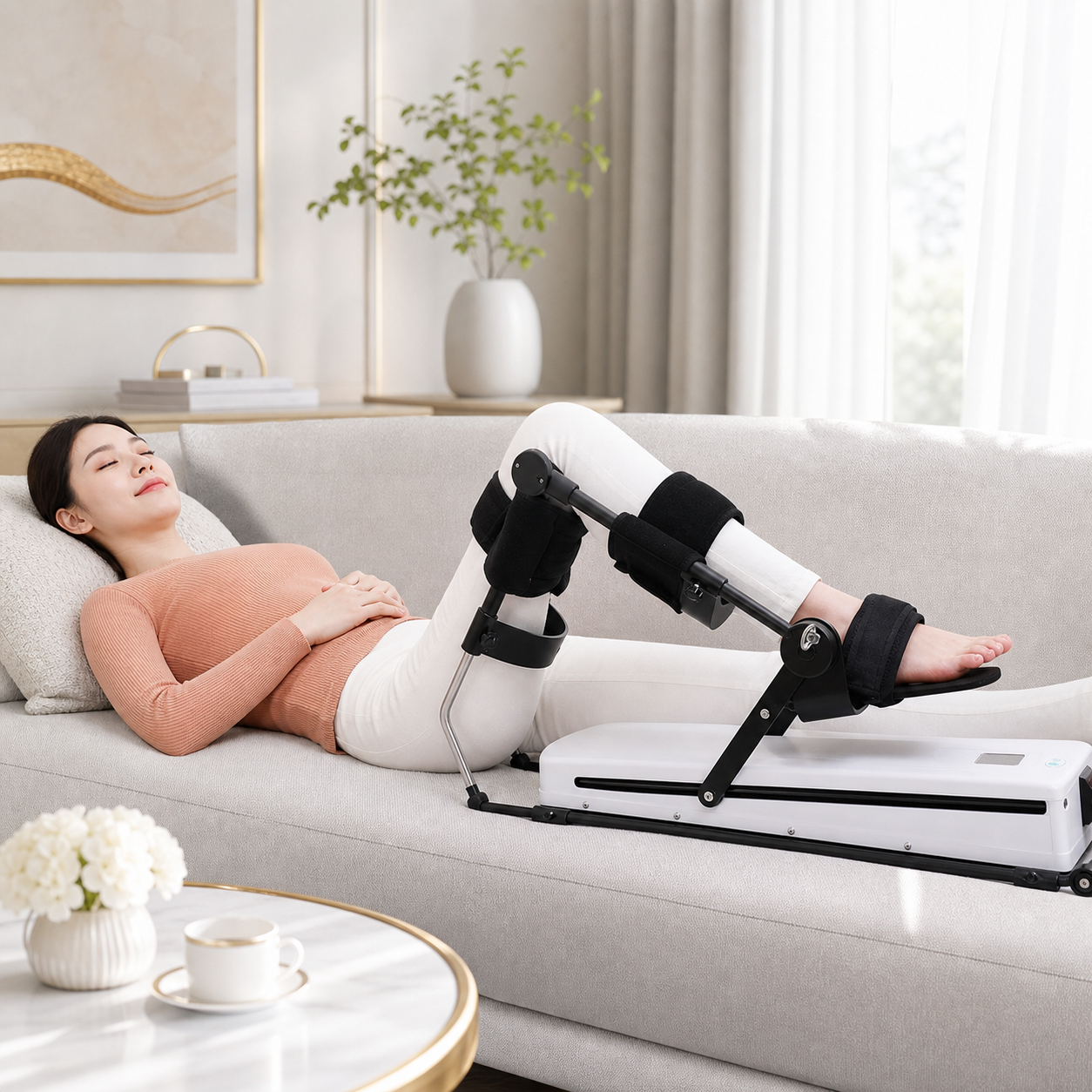 Medical knee joint CPM (Continuous Passive Motion) rehabilitation equipment helps improve recovery and mobility, offering exercises designed to strengthen knee flexion.